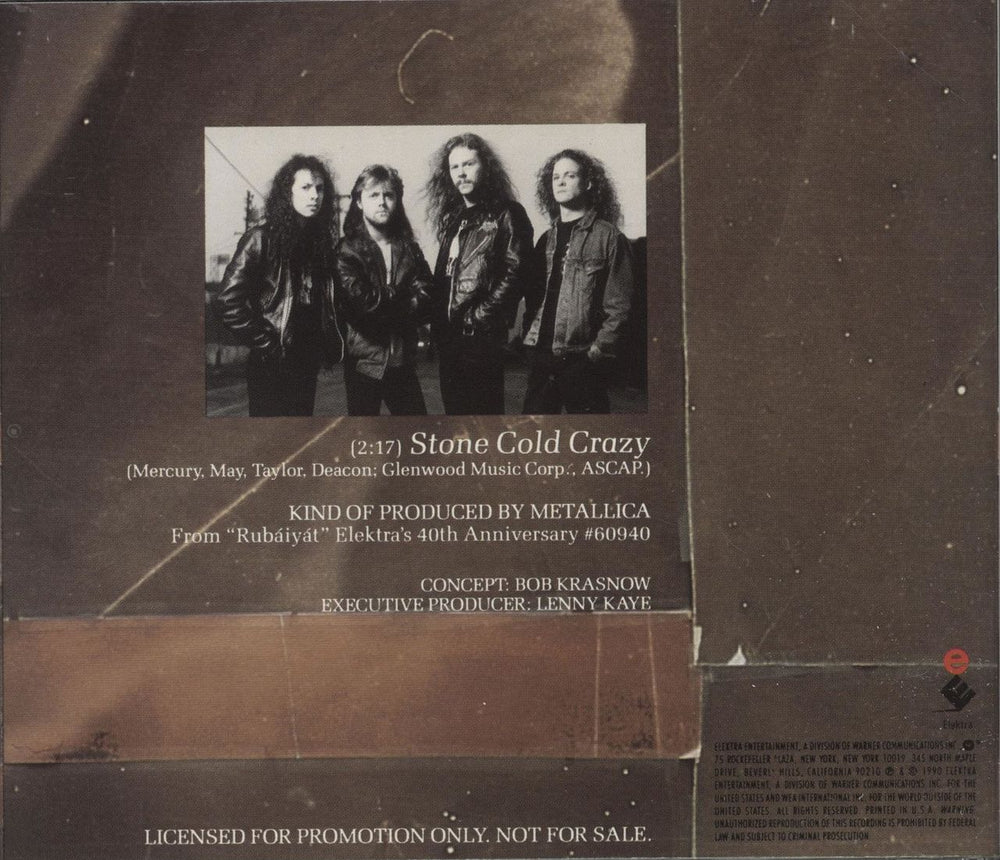 Metallica Stone Cold Crazy US Promo CD single (CD5 / 5") METC5ST79399