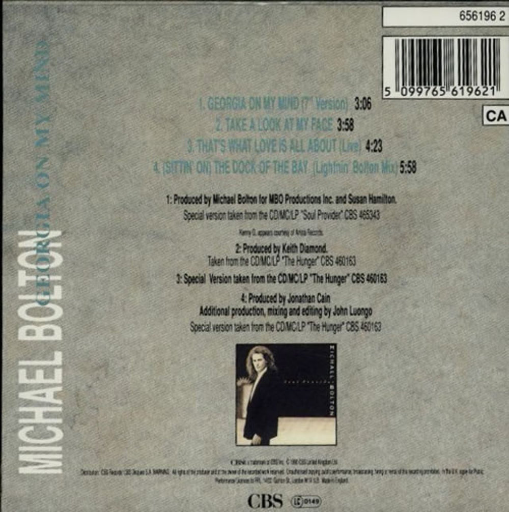 Michael Bolton Georgia On My Mind UK CD single (CD5 / 5") BOLC5GE33960