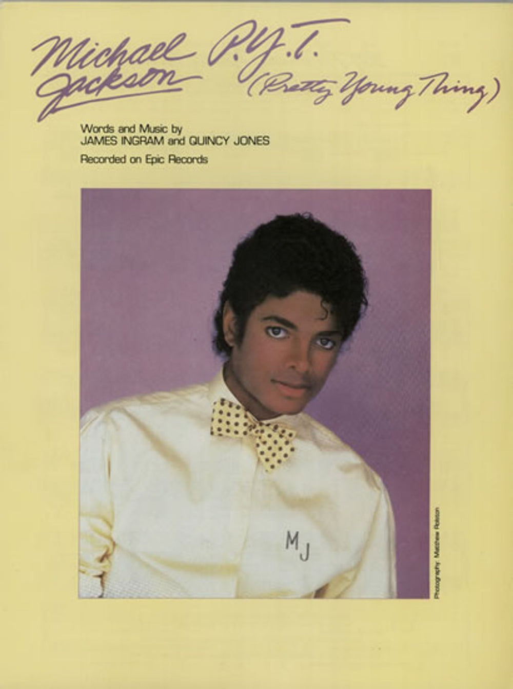 Michael Jackson P.Y.T. [Pretty Young Thing] UK sheet music KY17720