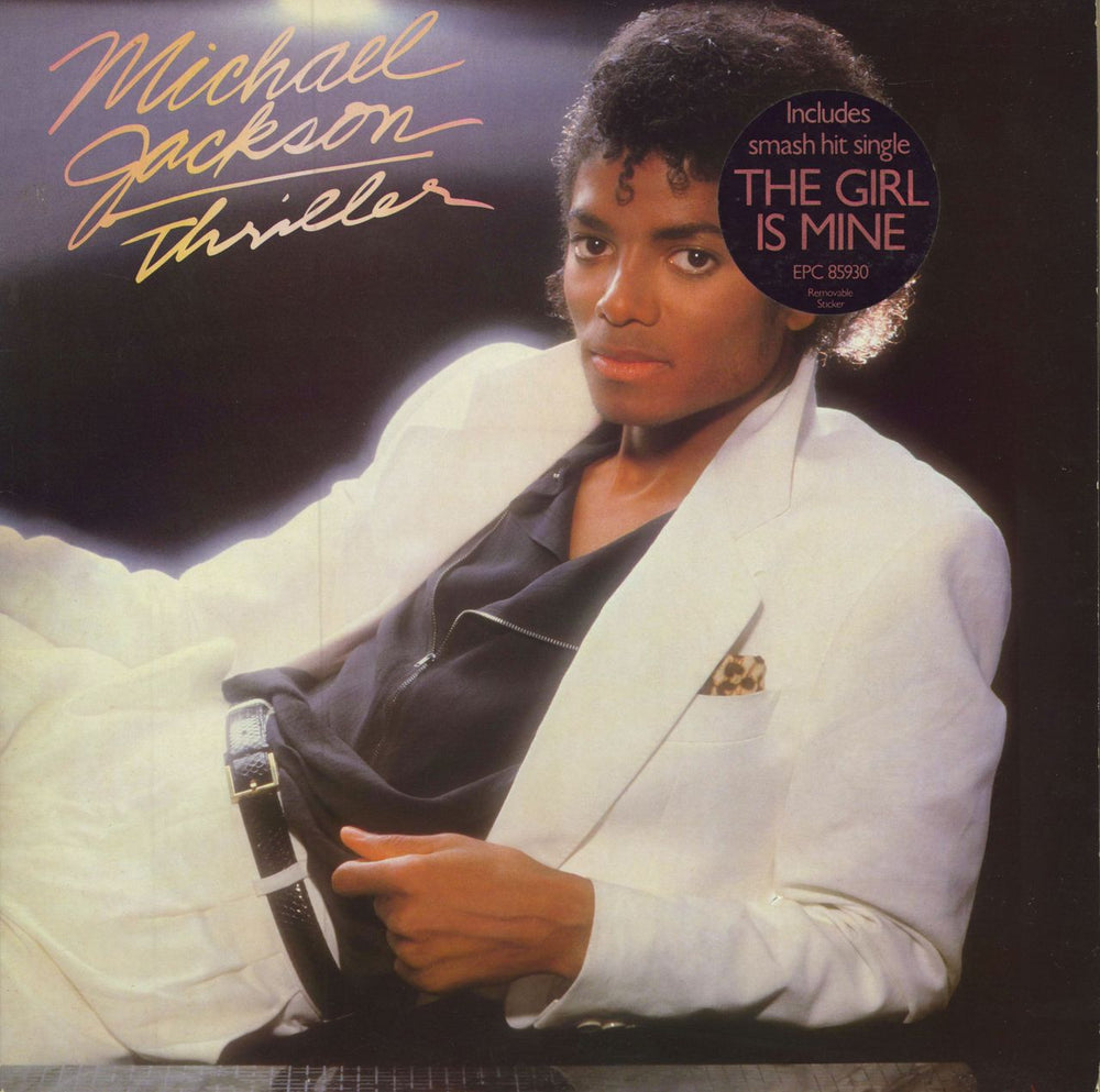 Michael Jackson Thriller - 1st - TGIM Sticker - EX UK vinyl LP album (LP record) EPC85930