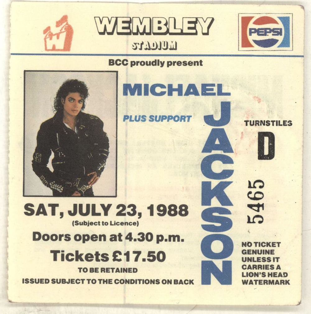 Michael Jackson World Tour 1988 - EX + ticket stub UK tour programme M-JTRWO277859