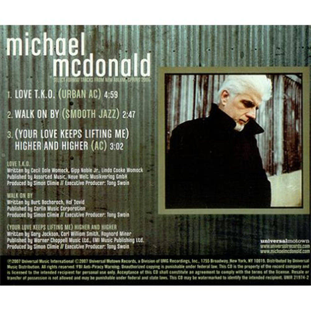 Michael McDonald Select Format Tracks From New Album, Spring 2008 US Promo CD single (CD5 / 5") MIMC5SE426567
