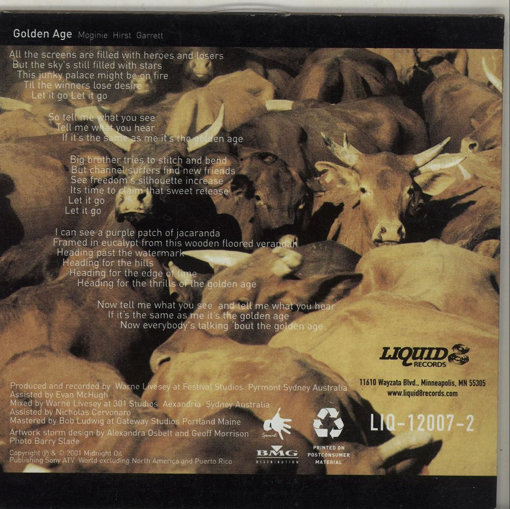 Midnight Oil Golden Age Australian Promo CD single (CD5 / 5") OILC5GO206809