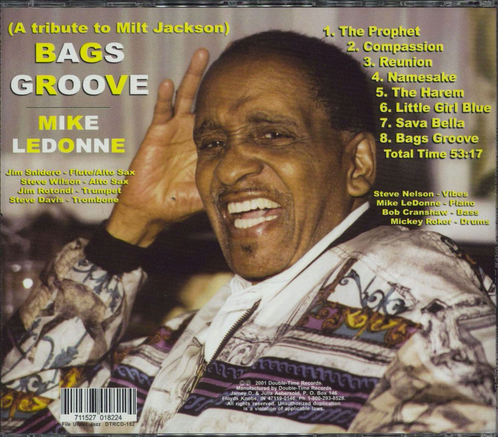 Mike LeDonne Bags Groove - A Tribute To Milt Jackson US CD album (CDLP) 711527018224