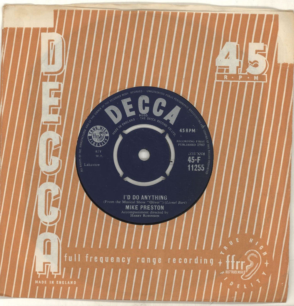 Mike Preston I'd Do Anything UK 7" vinyl single (7 inch record / 45) 45-F11255