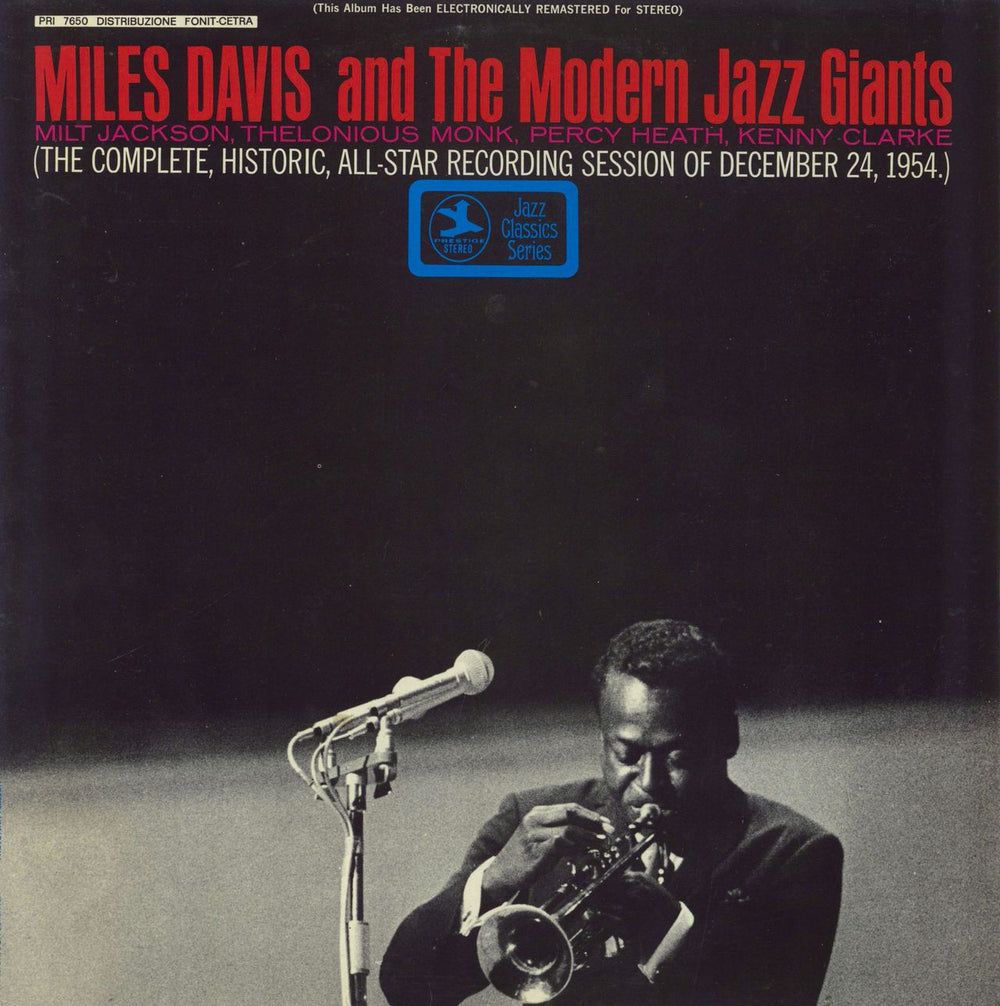 Miles Davis Miles Davis And The Modern Jazz Giants Italian vinyl LP album (LP record) PRI7650