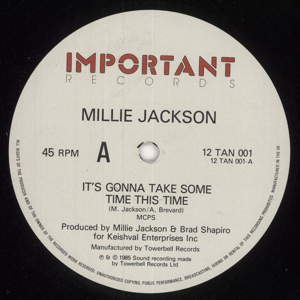 Millie Jackson It's Gonna Take Some Time This Time UK 12" vinyl single (12 inch record / Maxi-single) MLJ12IT284408