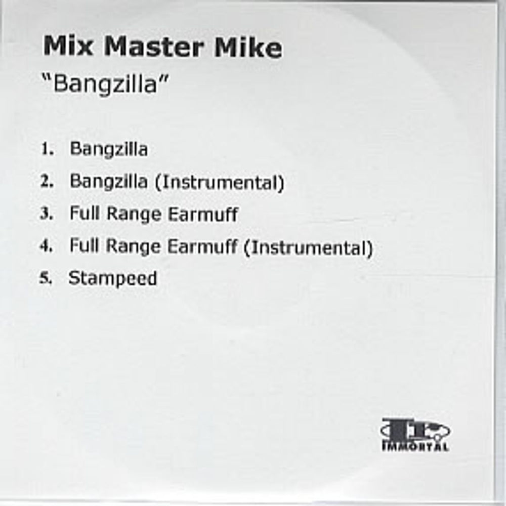 Mix Master Mike Bangzilla - Sampler UK Promo CD-R acetate CD-R ACETATE