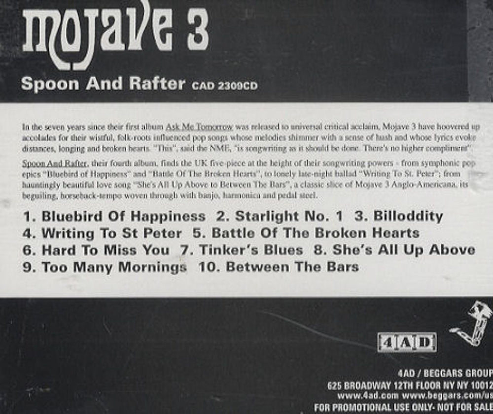 Mojave 3 Spoon And Rafter US Promo CD album (CDLP) CAD2309CD