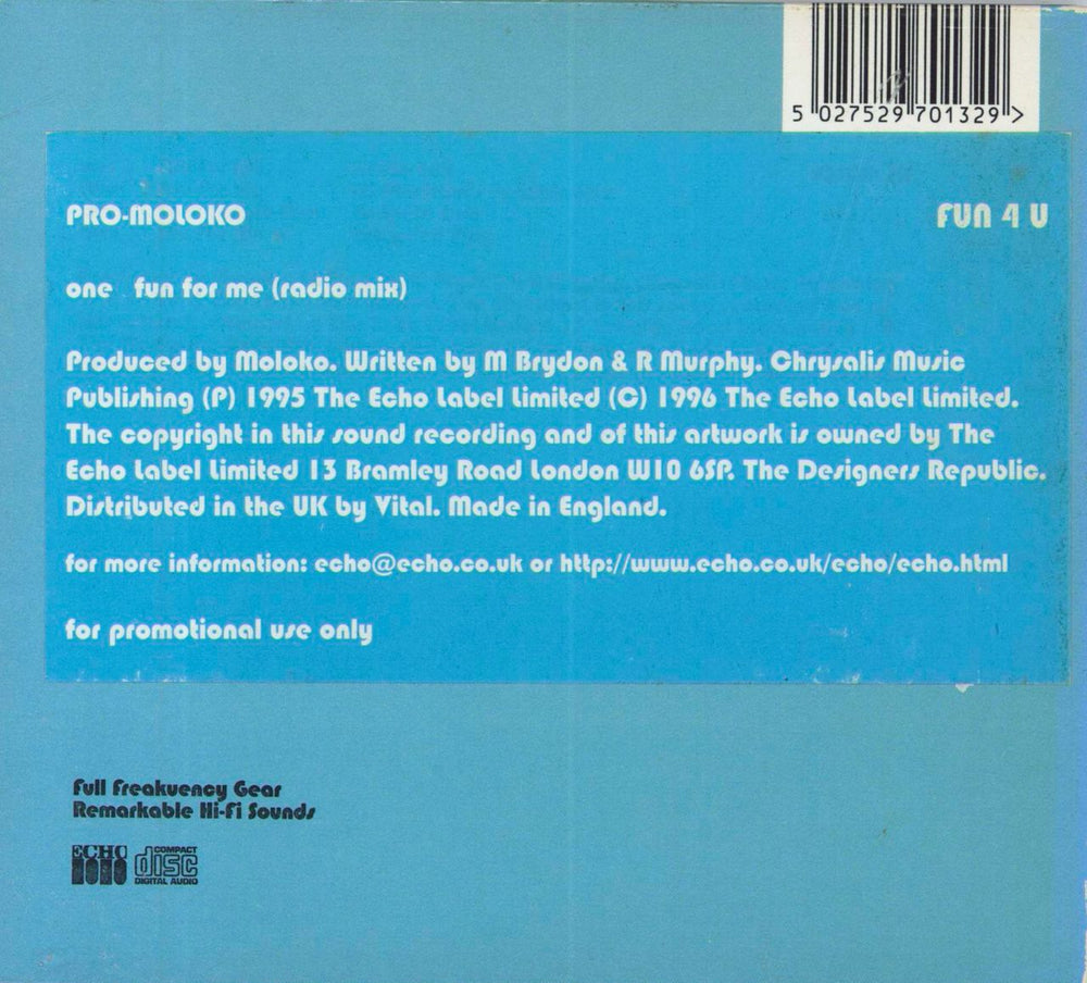 Moloko Fun For Me UK Promo CD single (CD5 / 5")