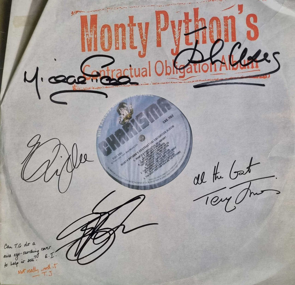 Monty Python Contractual Obligation Album - censored - Autographed UK vinyl LP album (LP record) CAS1152