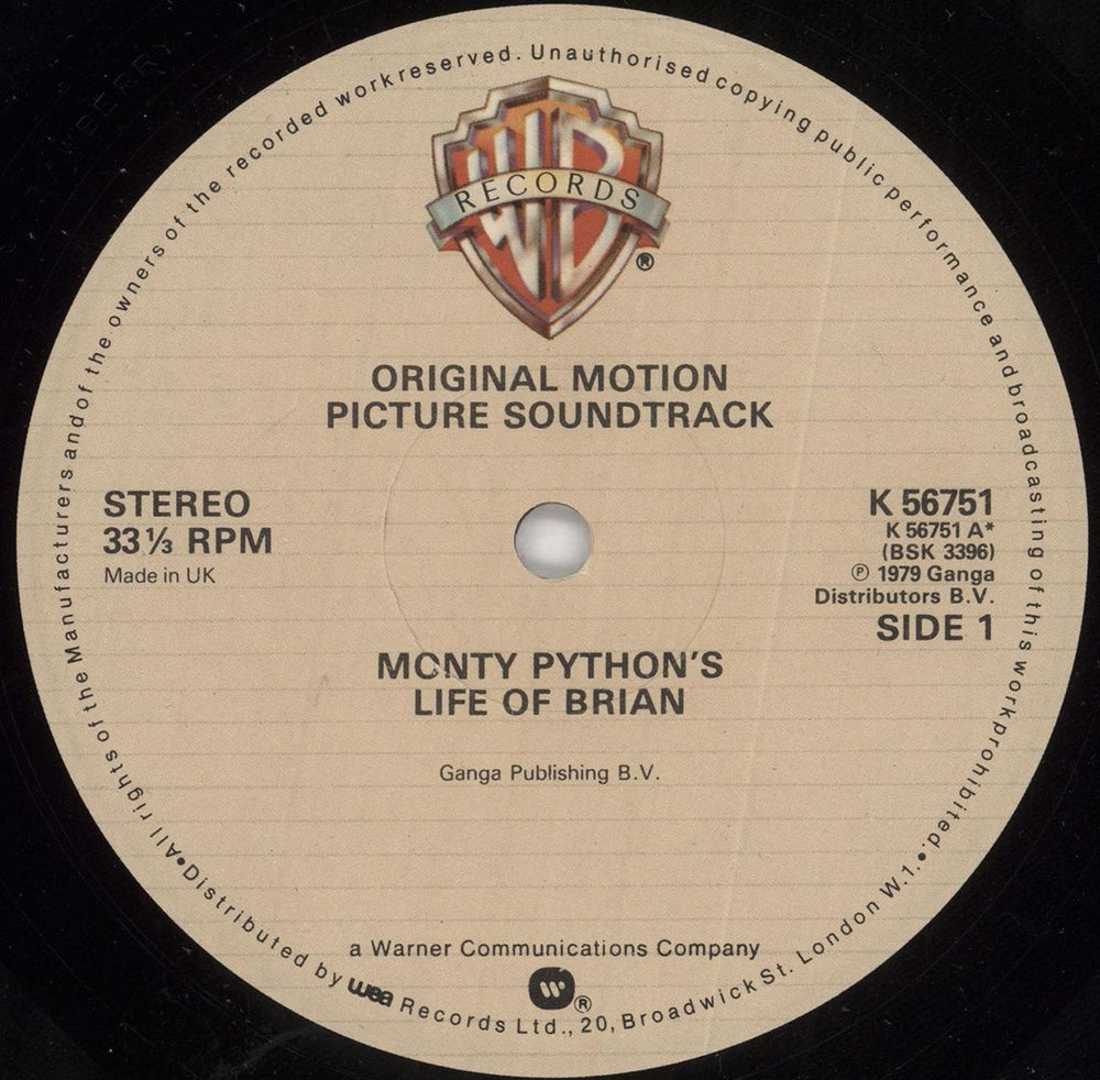 Monty Python Monty Python's Life Of Brian UK vinyl LP album (LP record) PYTLPMO190475