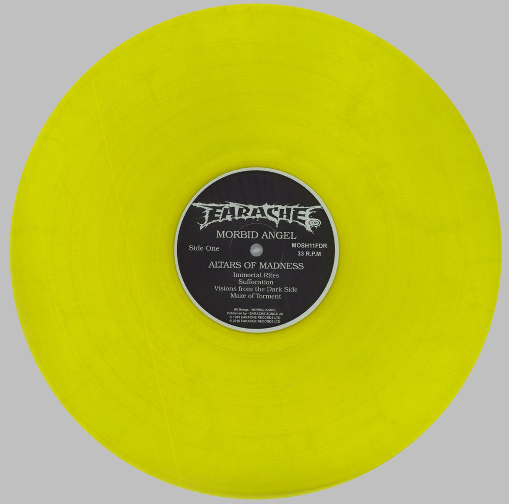 Morbid Angel Altars Of Madness - Yellow Vinyl UK vinyl LP album (LP record) MRDLPAL823446