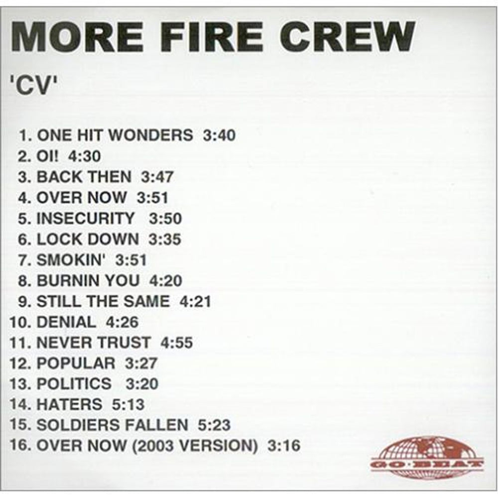 More Fire Crew CV UK Promo CD-R acetate CDR ACETATE