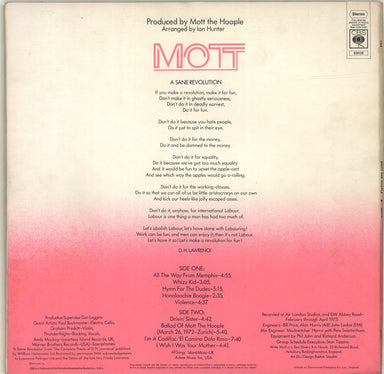 Mott The Hoople Mott - 1st + Inner - Stickered - EX UK Vinyl LP