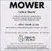 Mower After Dark UK Promo CD-R acetate CD-R ACETATE