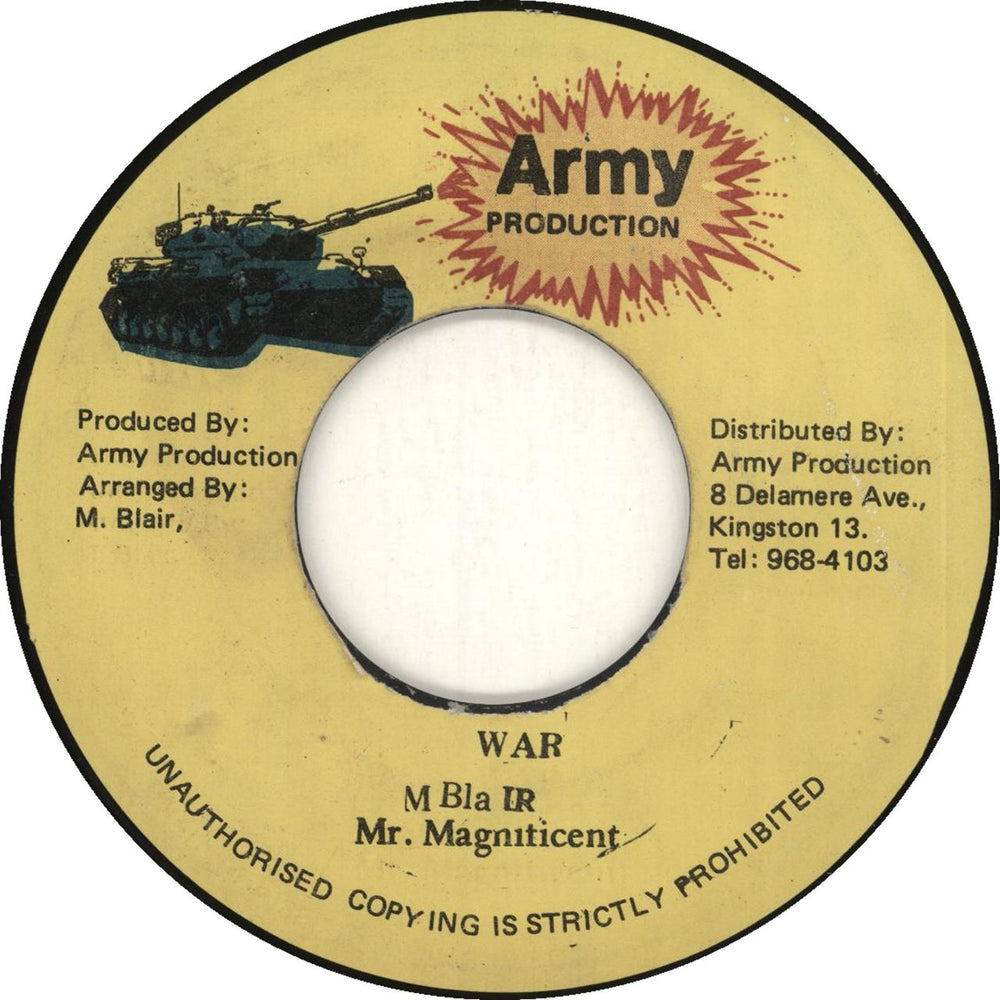 Mr. Magnificent War Jamaican 7" vinyl single (7 inch record / 45)