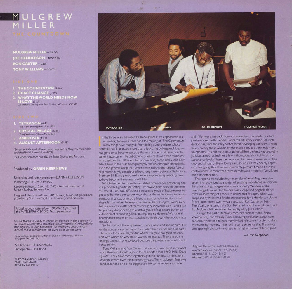 Mulgrew Miller The Countdown German vinyl LP album (LP record)