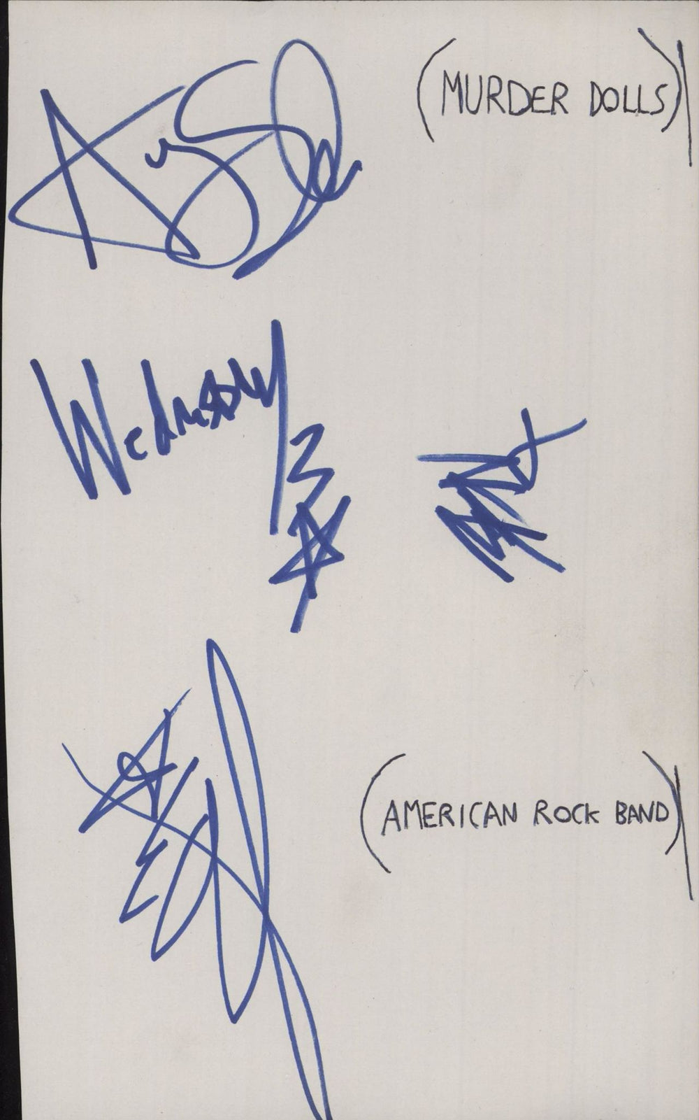 Murderdolls Set of Four Autographs UK memorabilia AUTOGRAPHS