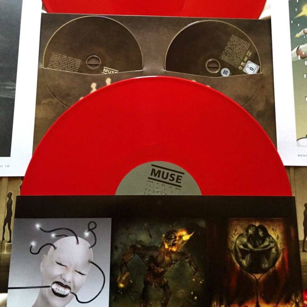 Muse Drones - 180 Gram Red Vinyl + CD & DVD - Sealed UK 2-LP vinyl record set (Double LP Album) USE2LDR792140