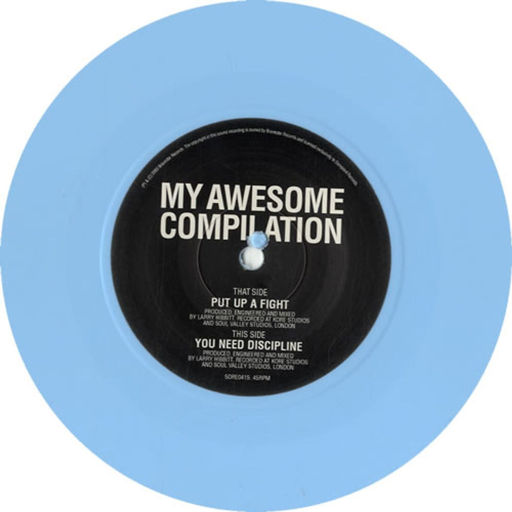 My Awesome Compilation Put Up A Fight - Light Blue Vinyl UK 7" vinyl single (7 inch record / 45) NY307PU598690