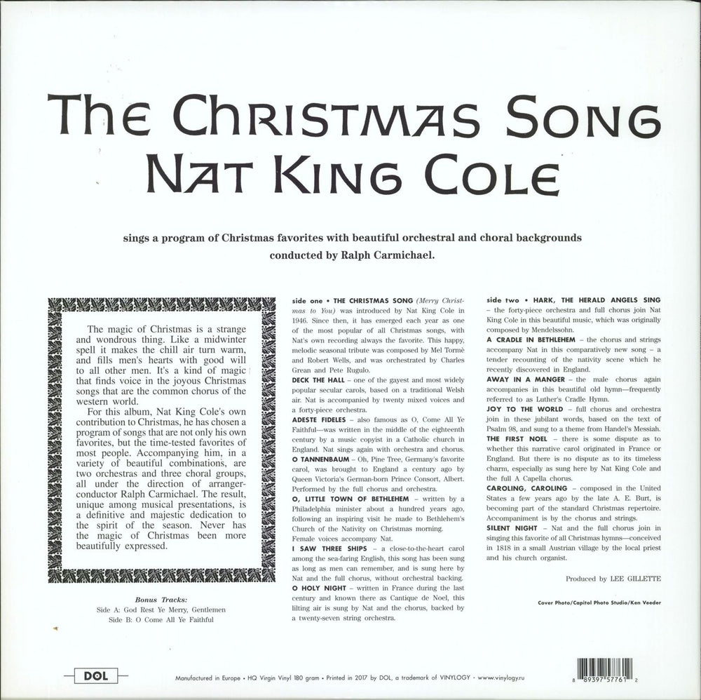 Nat King Cole The Christmas Song UK picture disc LP (vinyl picture disc album) 889397577612