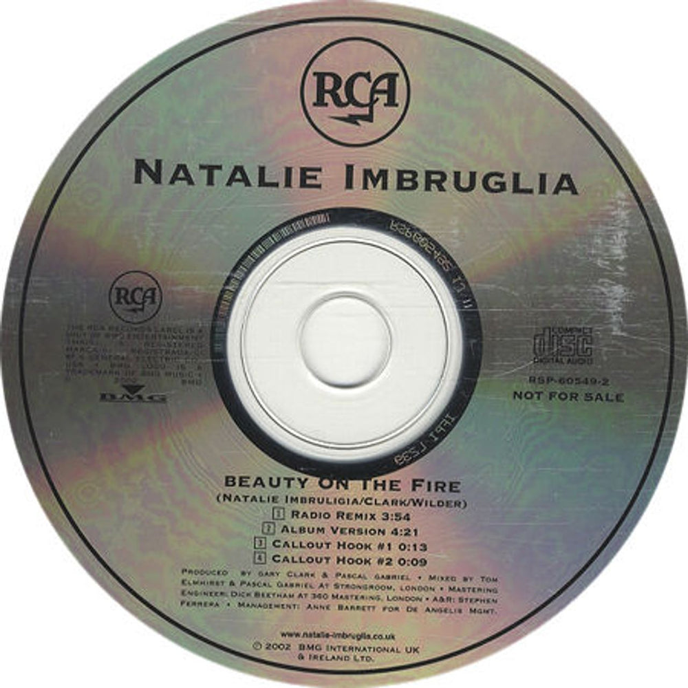 Natalie Imbruglia Beauty On The Fire US Promo CD single (CD5 / 5") RSP-60549-2