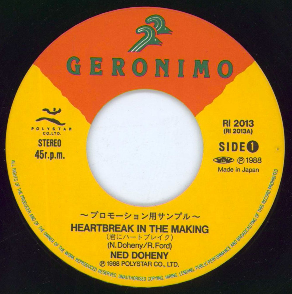 Ned Doheny Heartbreak In The Making Japanese Promo 7" vinyl single (7 inch record / 45) ND007HE799741