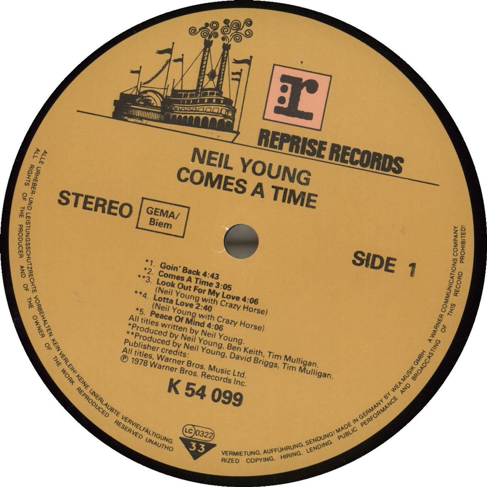 Neil Young Comes A Time German vinyl LP album (LP record) 075992723510