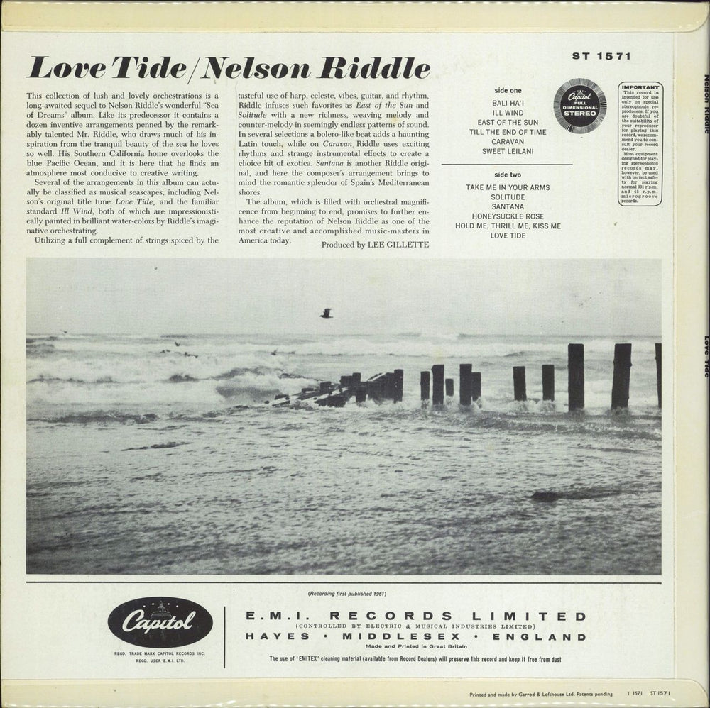 Nelson Riddle Love Tide UK vinyl LP album (LP record)