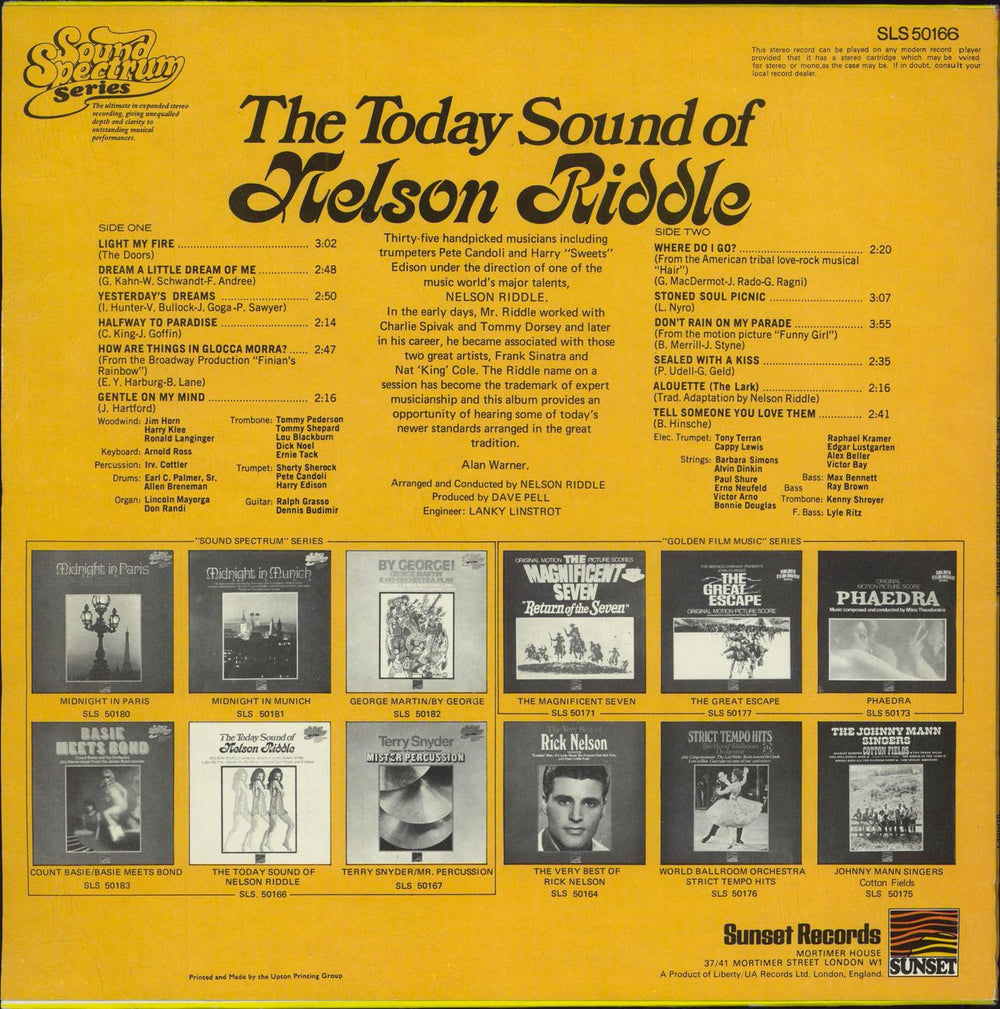 Nelson Riddle The Today Sound Of Nelson Riddle UK vinyl LP album (LP record)