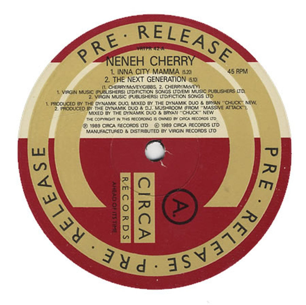 Neneh Cherry Inna City Mama UK Promo 12" vinyl single (12 inch record / Maxi-single) YRTPR42