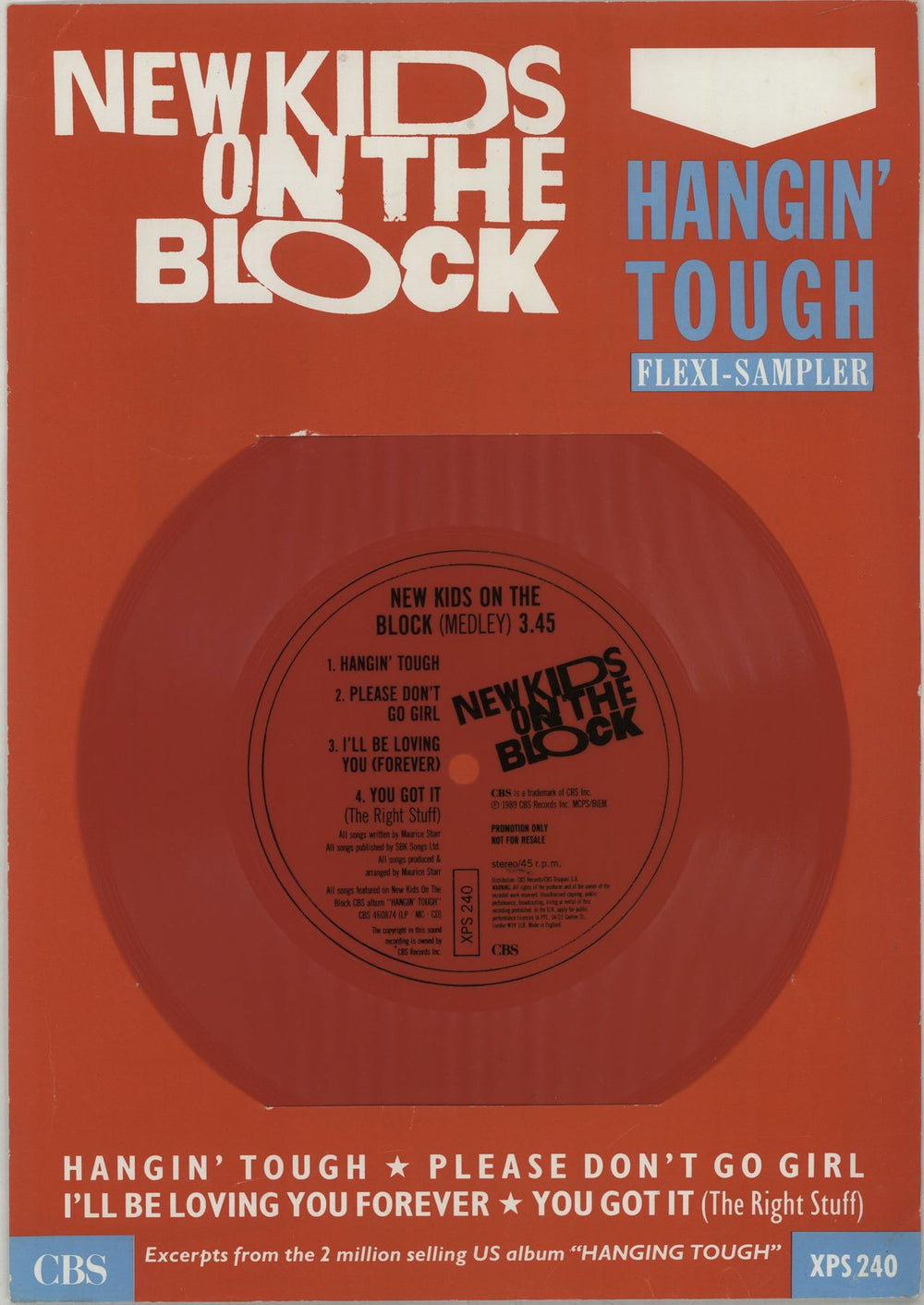 New Kids On The Block Hangin' Tough Flexi-Sampler UK Promo 7" vinyl single (7 inch record / 45) XPS240