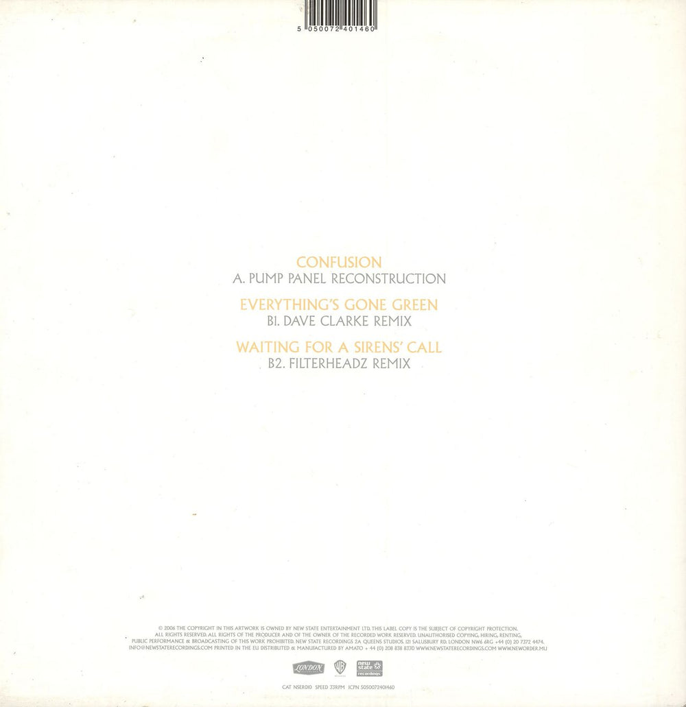 New Order Confusion - EX UK 12" vinyl single (12 inch record / Maxi-single) 5050072401460