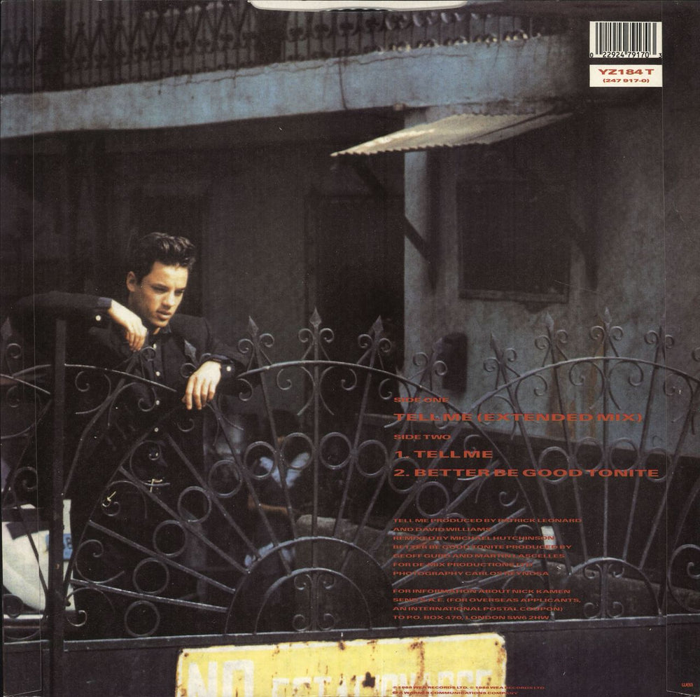 Nick Kamen Tell Me UK 12" vinyl single (12 inch record / Maxi-single) 022924791703