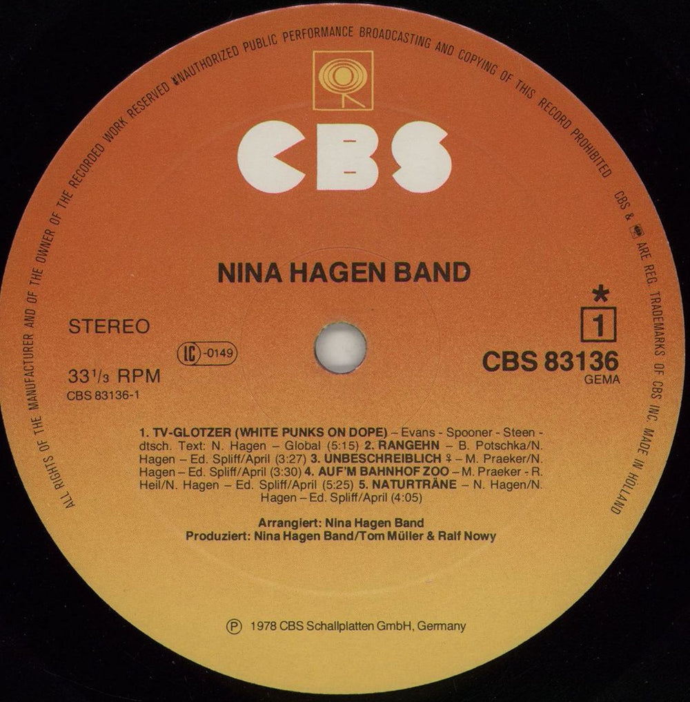 Nina Hagen Nina Hagen Band + Inner Dutch vinyl LP album (LP record) HAGLPNI763025