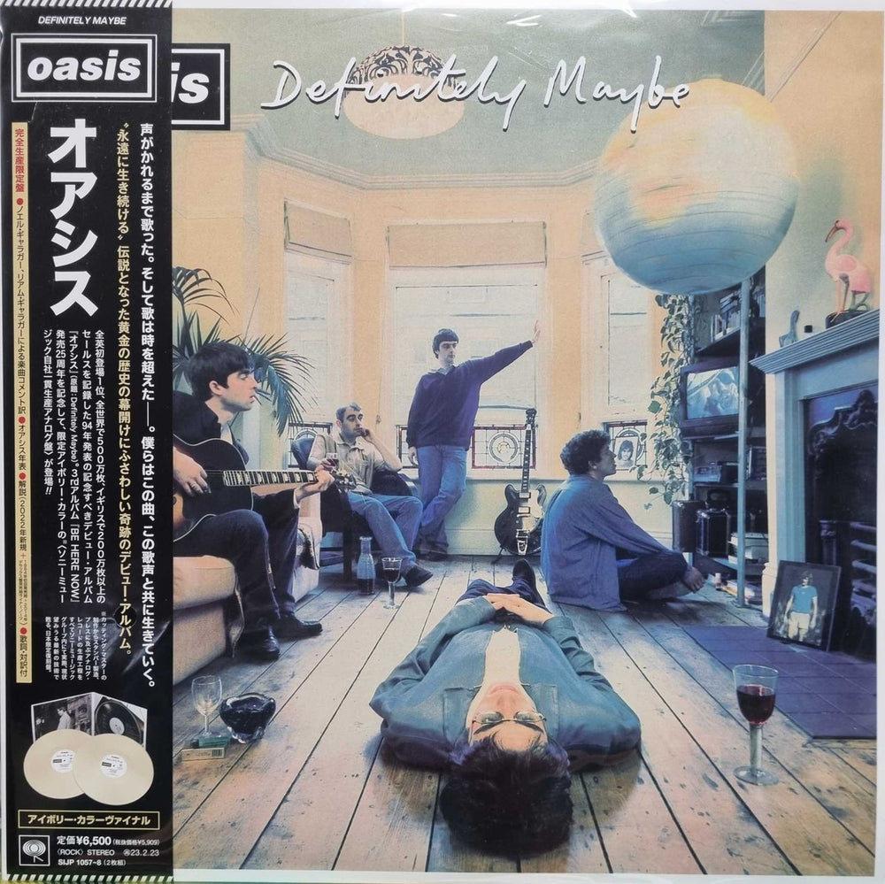 Oasis Definitely Maybe - Ivory Vinyl + Artwork Card Japanese 2-LP vinyl record set (Double LP Album) OAS2LDE798733