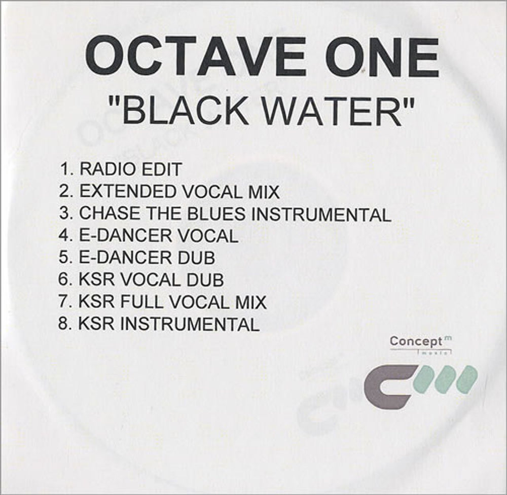 Octave One Black Water - 8 Mixes UK Promo CD-R acetate CD-R ACETATE