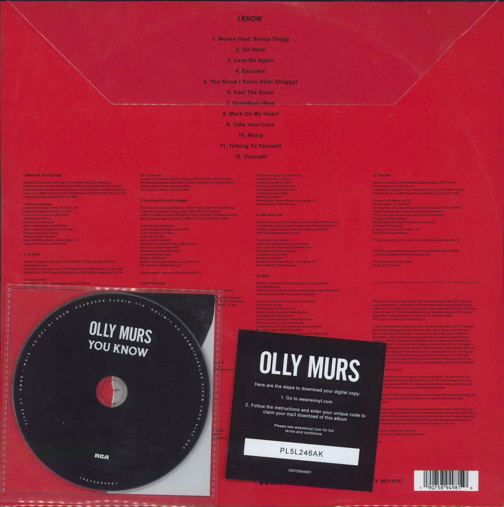 Olly Murs You Know I Know + Bonus CD UK picture disc LP (vinyl picture disc album) 190758949819