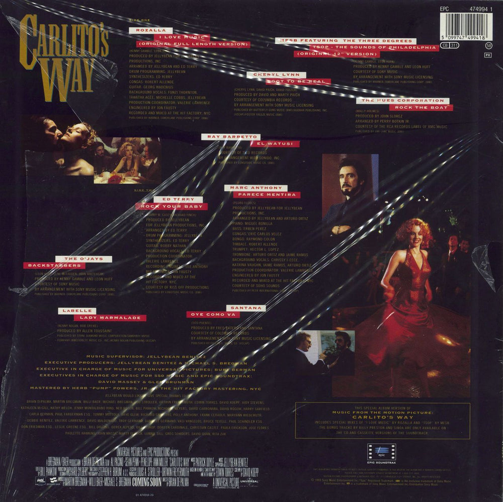 Original Soundtrack Carlito's Way UK vinyl LP album (LP record)