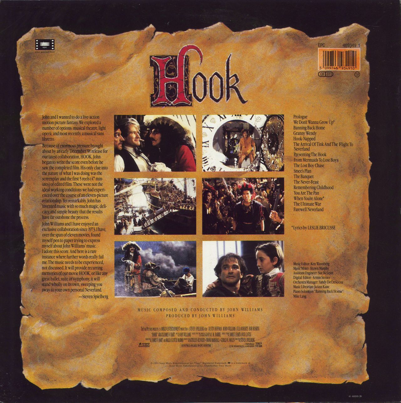 Original Soundtrack Hook Dutch 2-LP vinyl set — RareVinyl.com