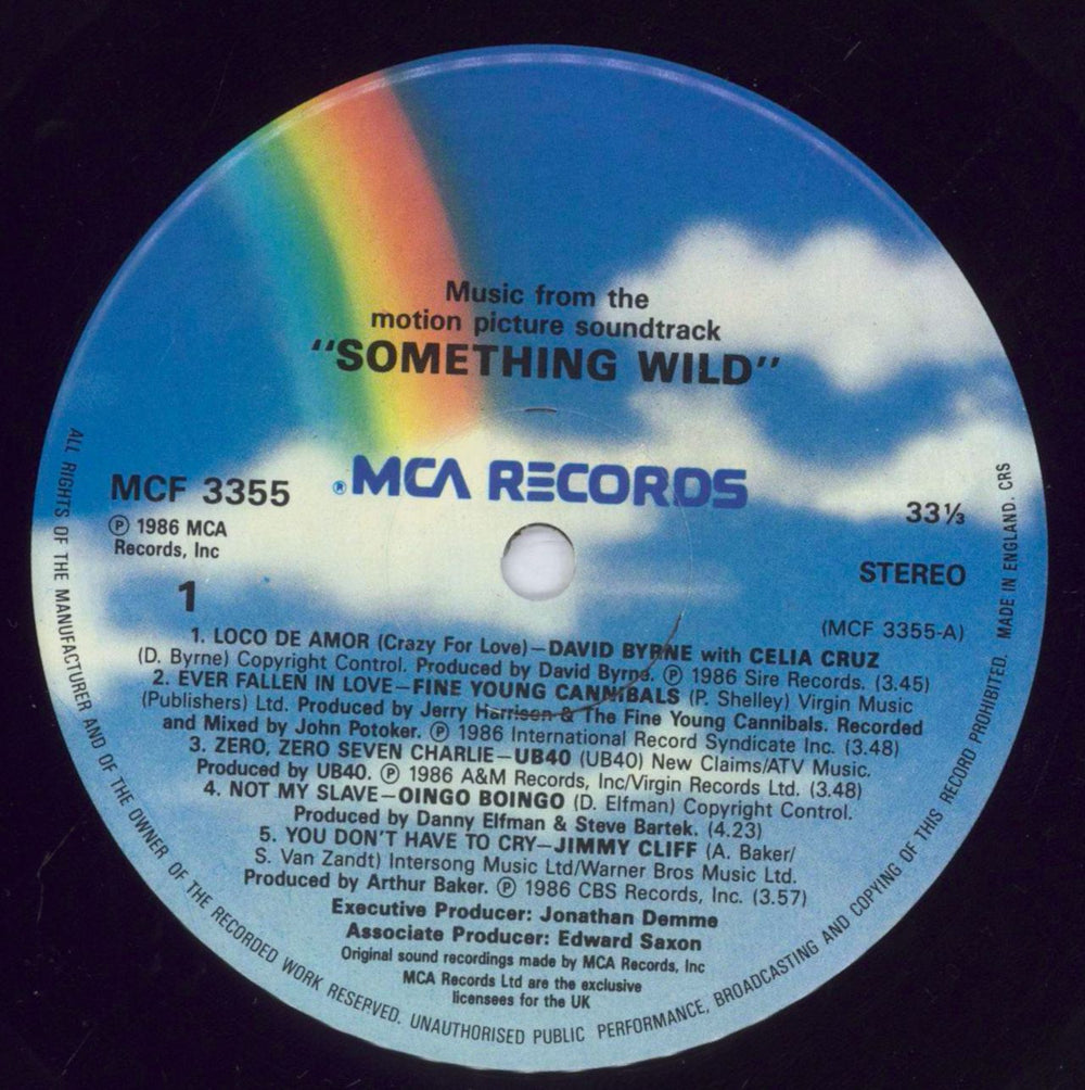 Original Soundtrack Something Wild UK vinyl LP album (LP record) OSTLPSO830984