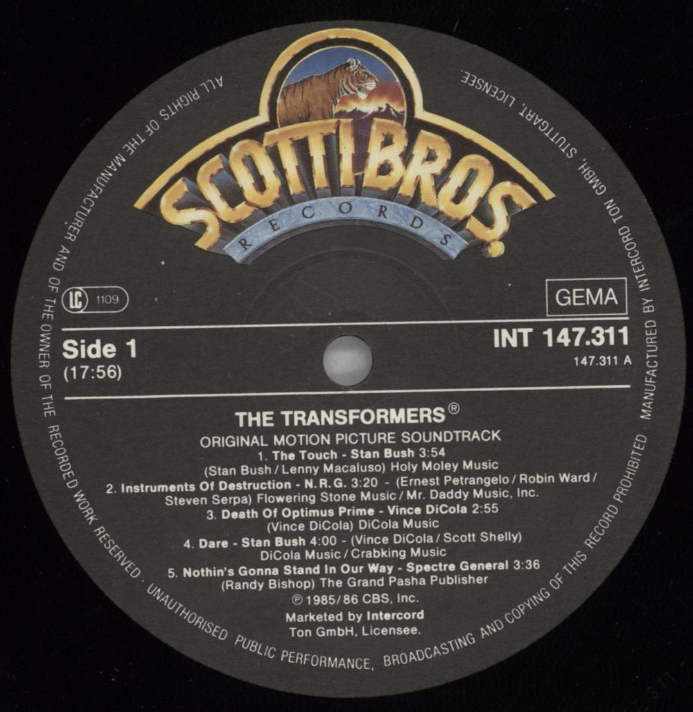 Original Soundtrack Transformers - The Movie German vinyl LP album (LP record) OSTLPTR825927