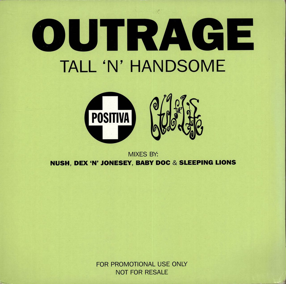 Outrage Tall 'N' Handsome UK Promo 12" vinyl single (12 inch record / Maxi-single) 12TIVDJX-64