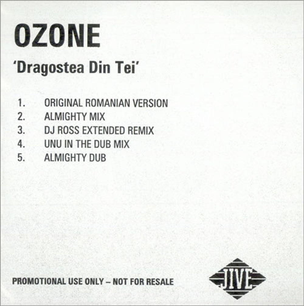 Ozone Dragostea Din Tei UK Promo CD-R acetate CDR ACETATE