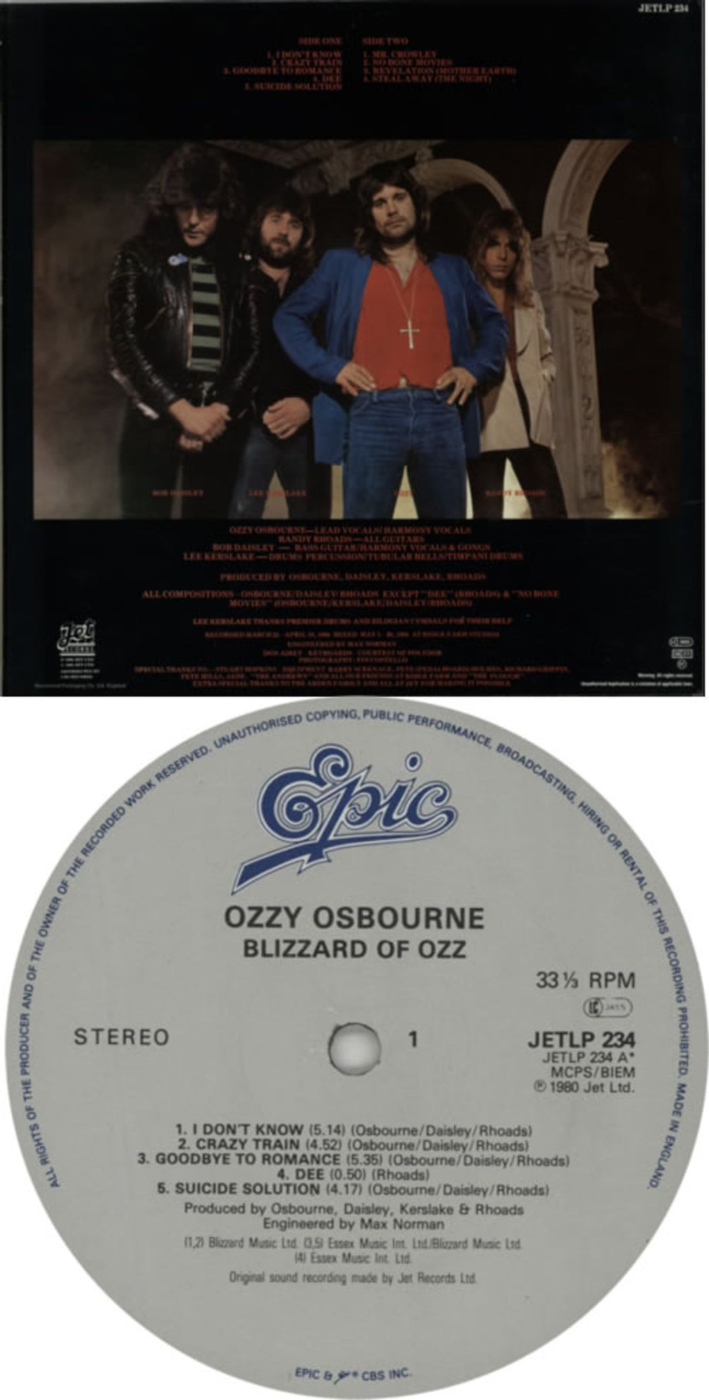 Ozzy Osbourne Blizzard Of Ozz - 2nd - Epic Label UK vinyl LP album (LP record) OZZLPBL272664