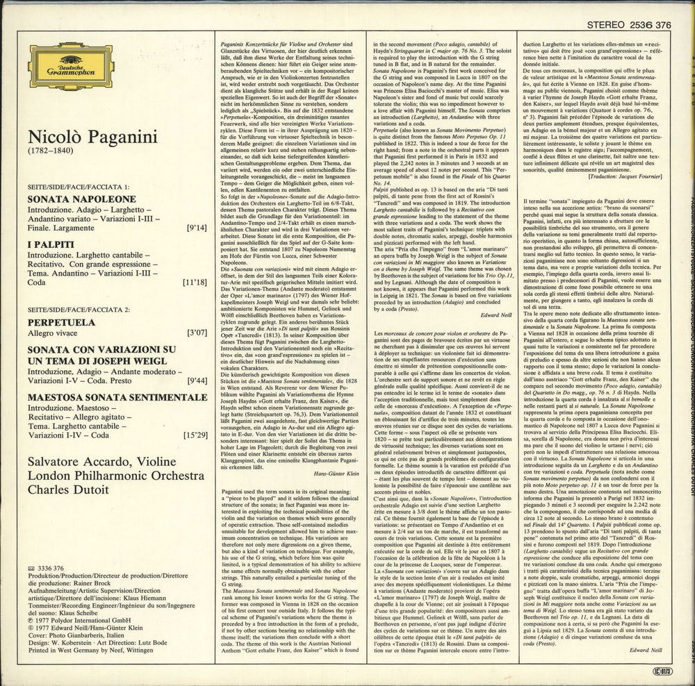 Paganini Konzertstücke German vinyl LP album (LP record)