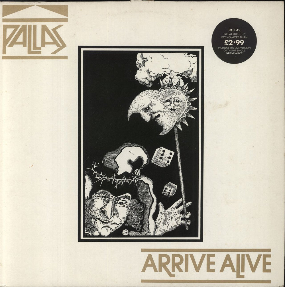 Pallas Arrive Alive - hypestickered UK vinyl LP album (LP record) CKLP002