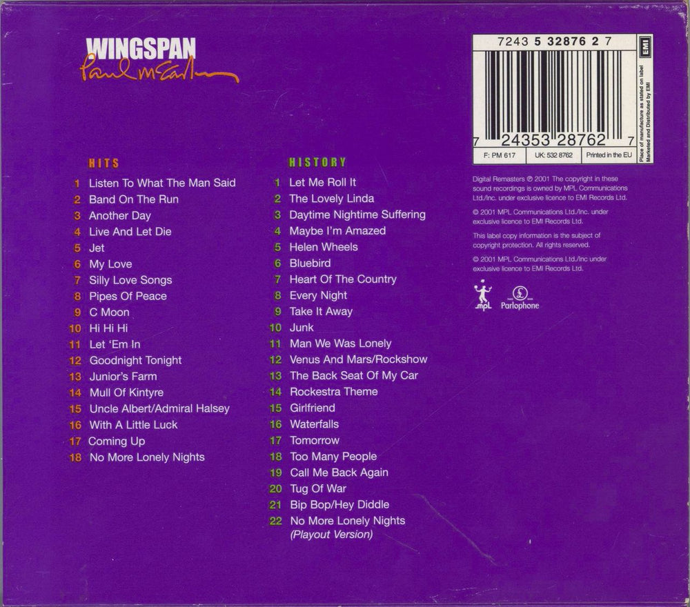 Paul McCartney and Wings Wingspan - Limited Edition - Hype-Stickered UK 2 CD album set (Double CD) 724353287627