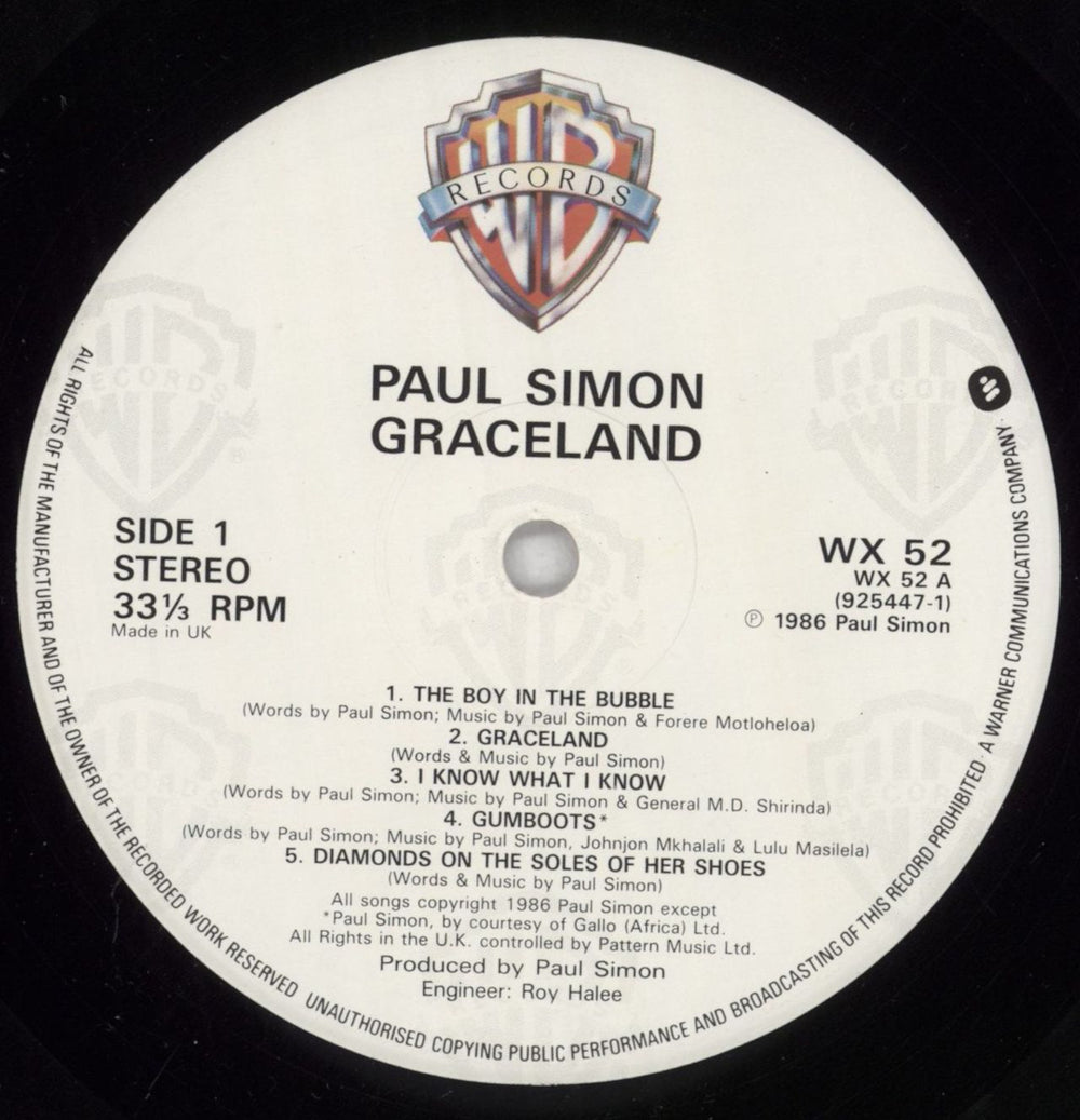 Paul Simon Graceland - 1st UK vinyl LP album (LP record) PSILPGR826763